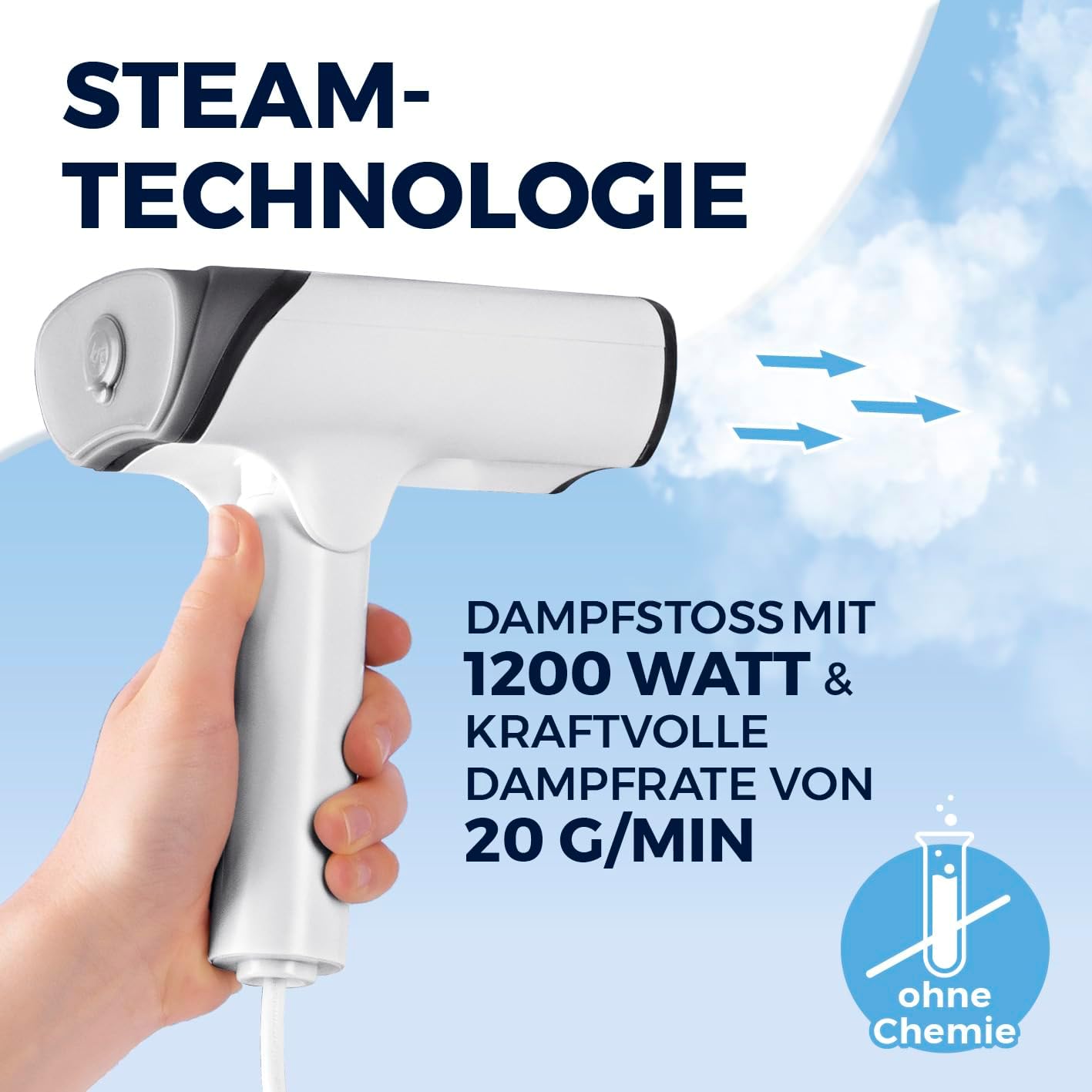 2in1 Dampfbürste faltbar 1200W, kompakter Dampfglätter