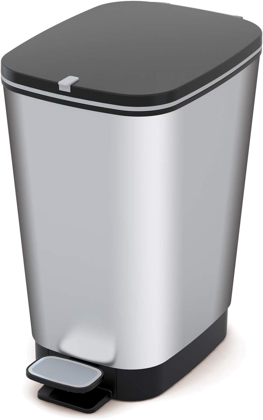 Chic Treteimer mit Deckel, 45 Liter silber metallic