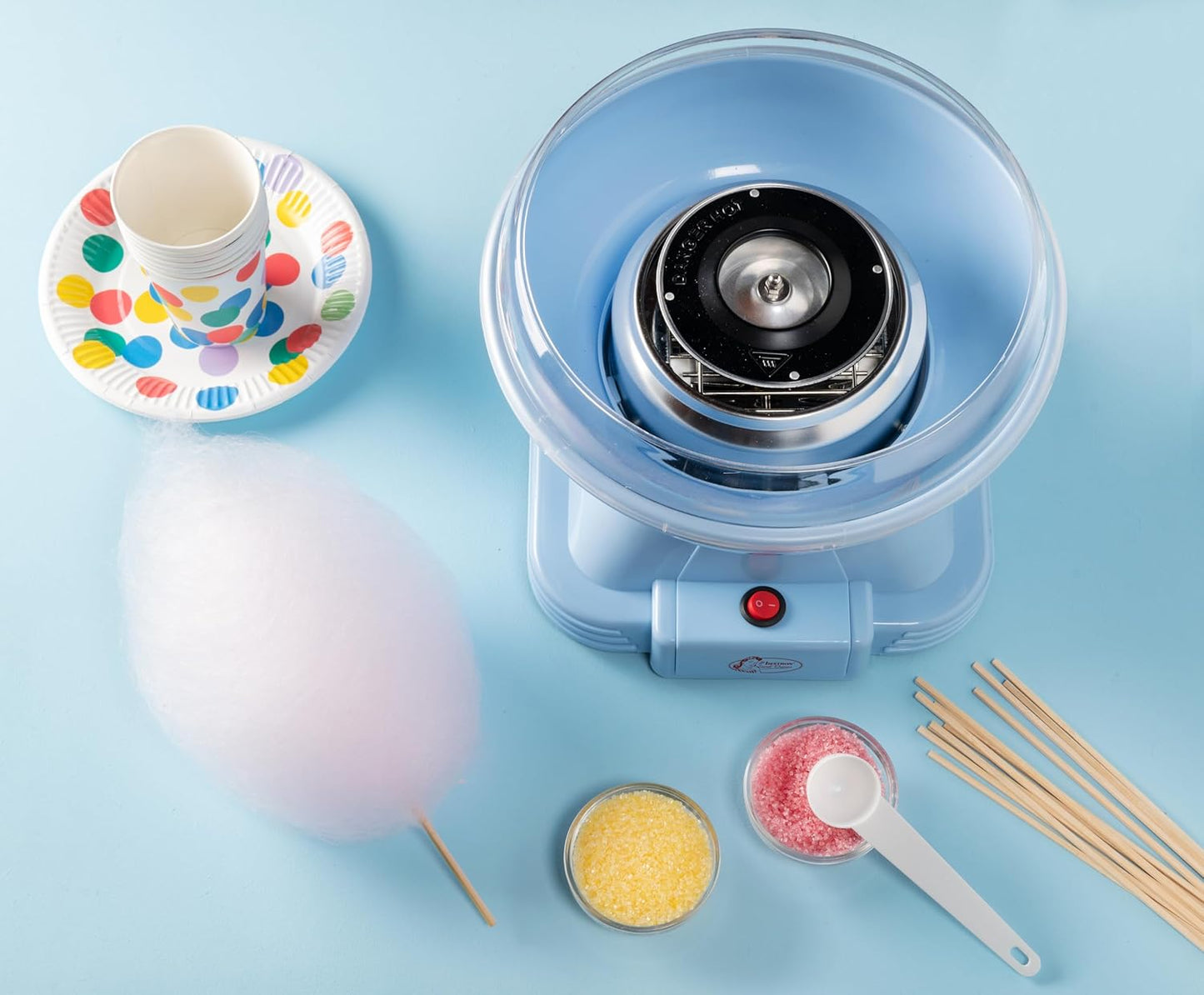 Zuckerwattenmaschine mit Zubehör-Set, Blau