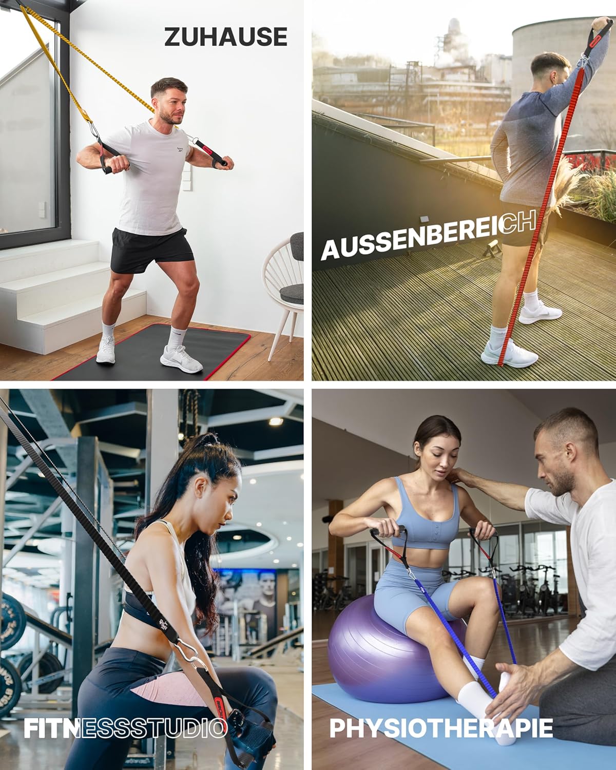 Premium Resistance Bands Set, 5er Resistance Bands Set mit Grifferweiterungen, Fußschlaufen und Türanker