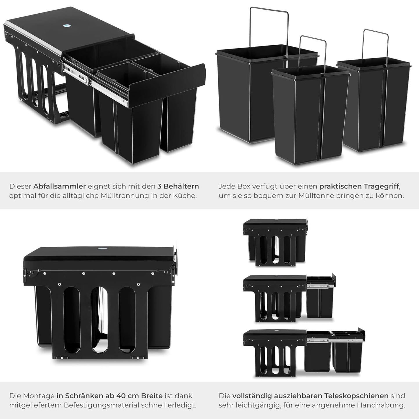 Ashlyn Mülltrennsystem mit 3 Fächern, 2x 8L + 15L