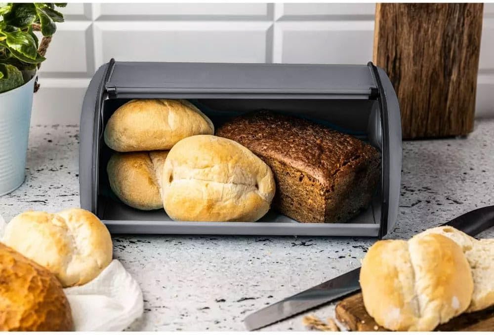 Brotkasten Brotbox (klein, 36x24x15 cm), Grau Kleine 36cm x 24cm x 15cm.