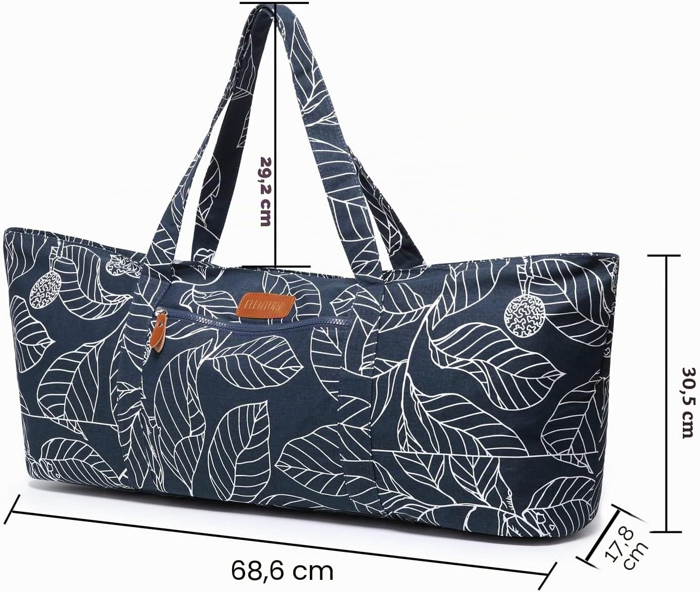 Yogamatten-Tragetasche, Marineblaue Blätter