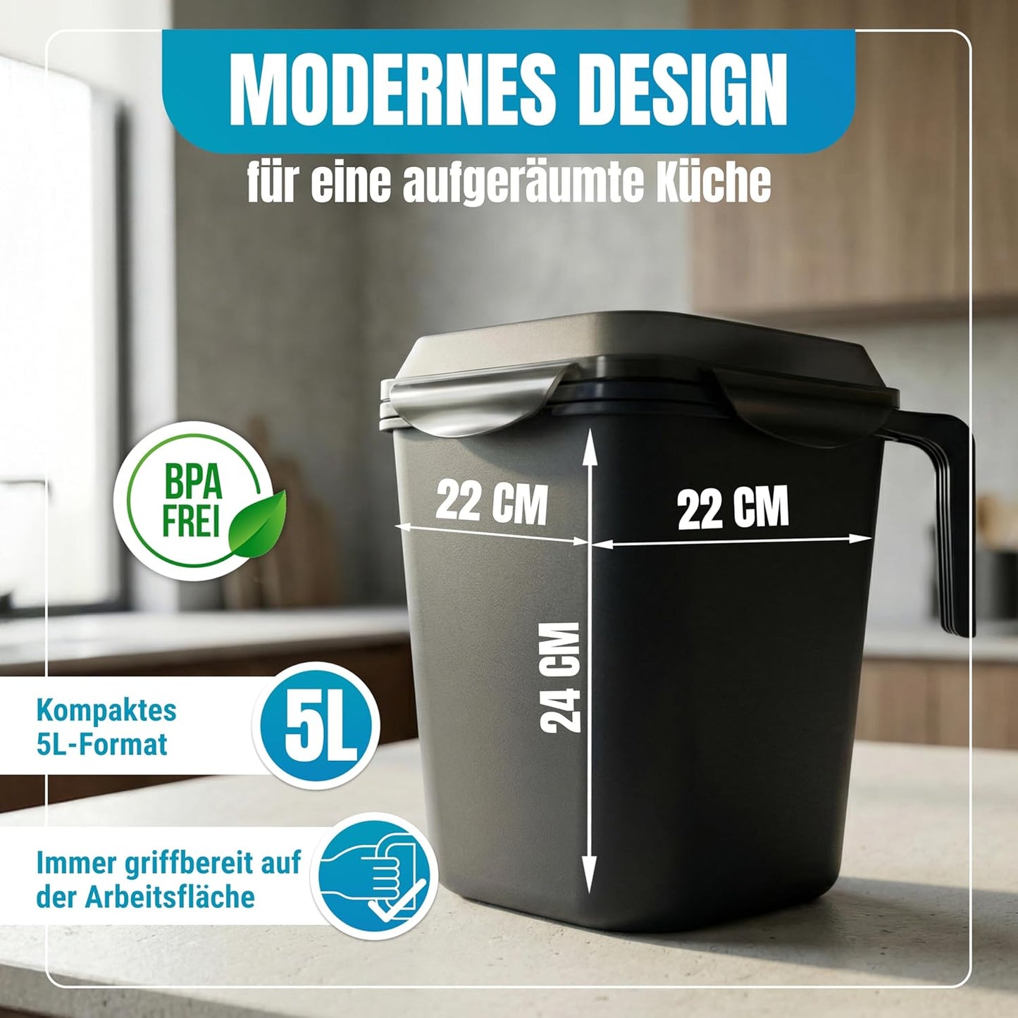 Geruchsdichter Biomülleimer mit Innensieb