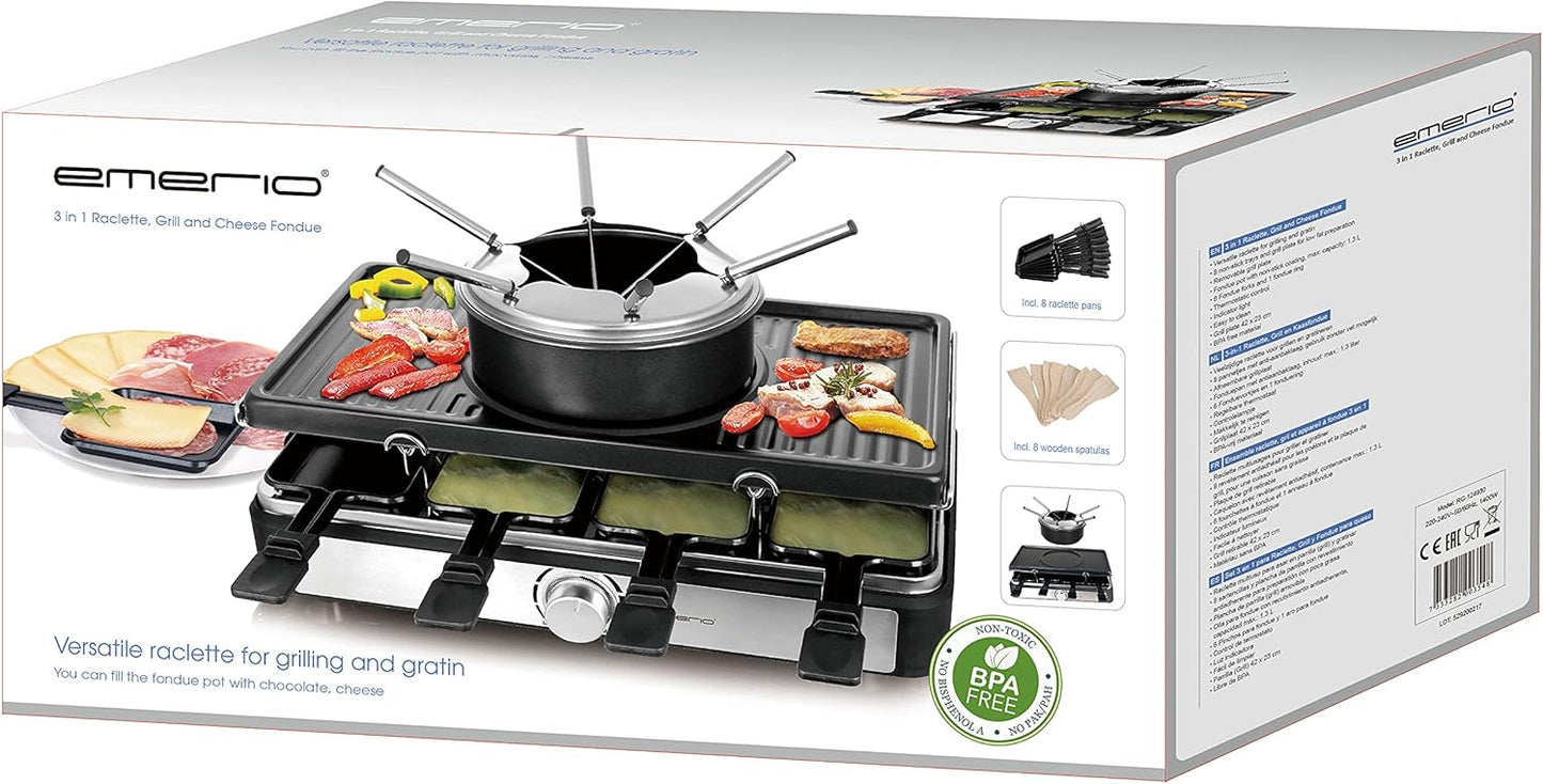 Raclettegrill,8 Pfannen,Grillplatte antihaft, inkl. Fondue