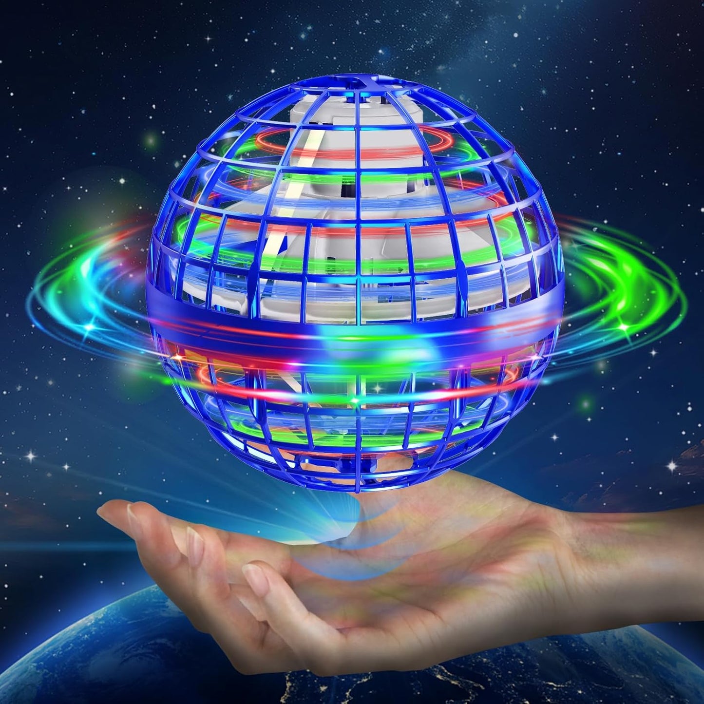 Fliegender Bumerang-Ball mit LED-Licht, Handsteuerung, Blau