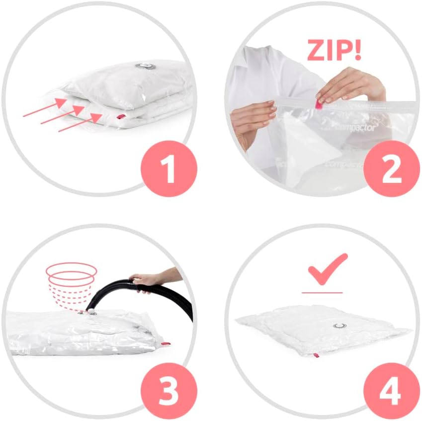 4er-Set Vakuum-Aufbewahrungstaschen, 2 Stück Assorted size