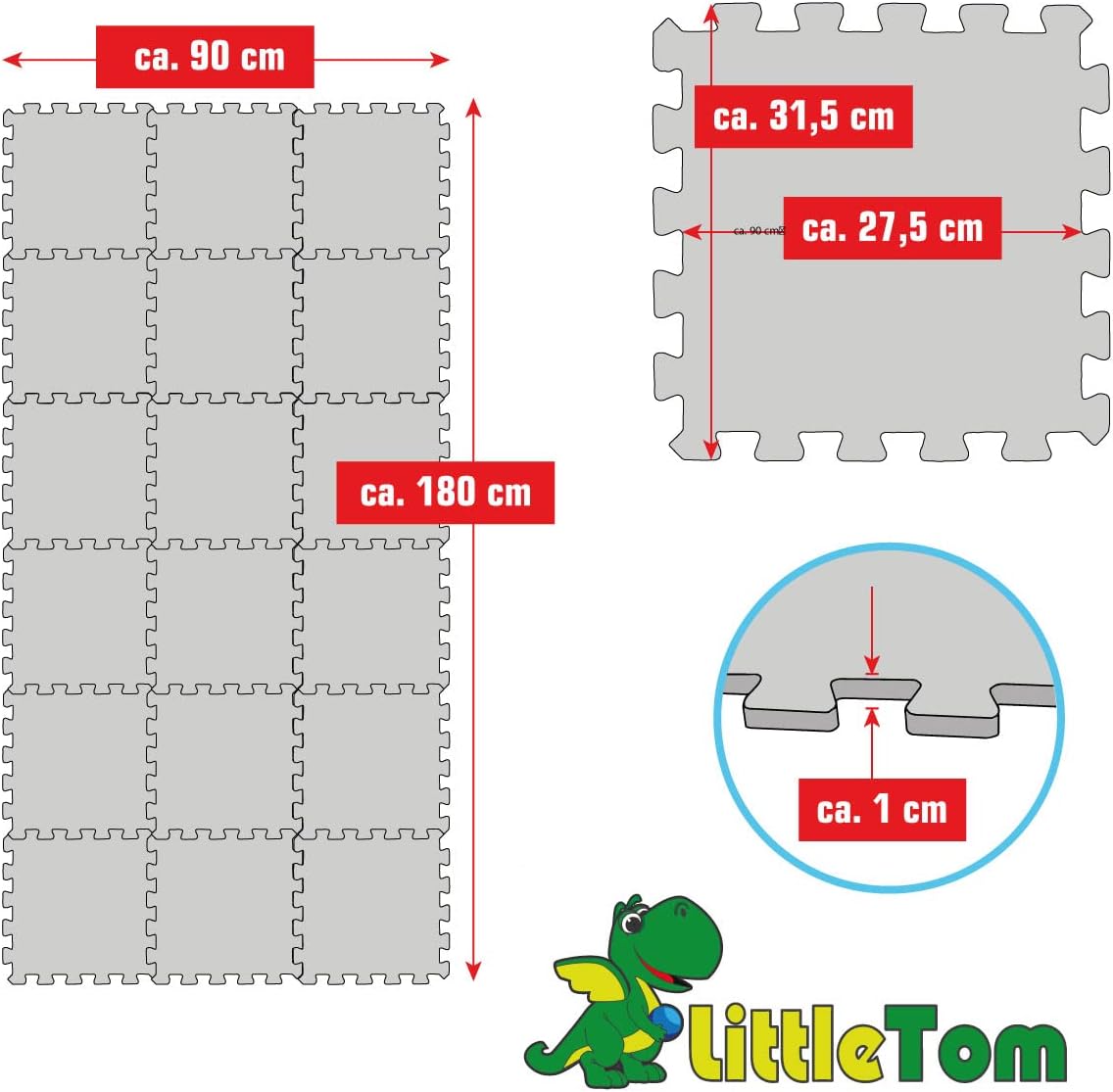 Spielmatte Baby Puzzlematte (18-teilig), Beige
