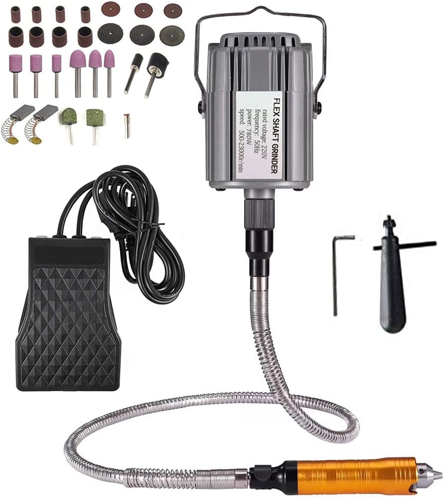 Drehwerkzeug Set mit Flexwelle und Fusspedal, Starke 780W, 0,4-6 mm Spannfutter