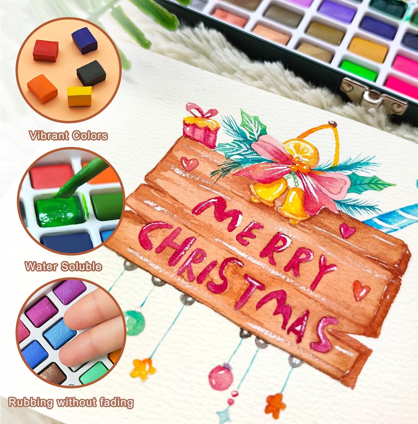 Aquarellfarben-Set mit Papier und Pinsel, 100 Farben