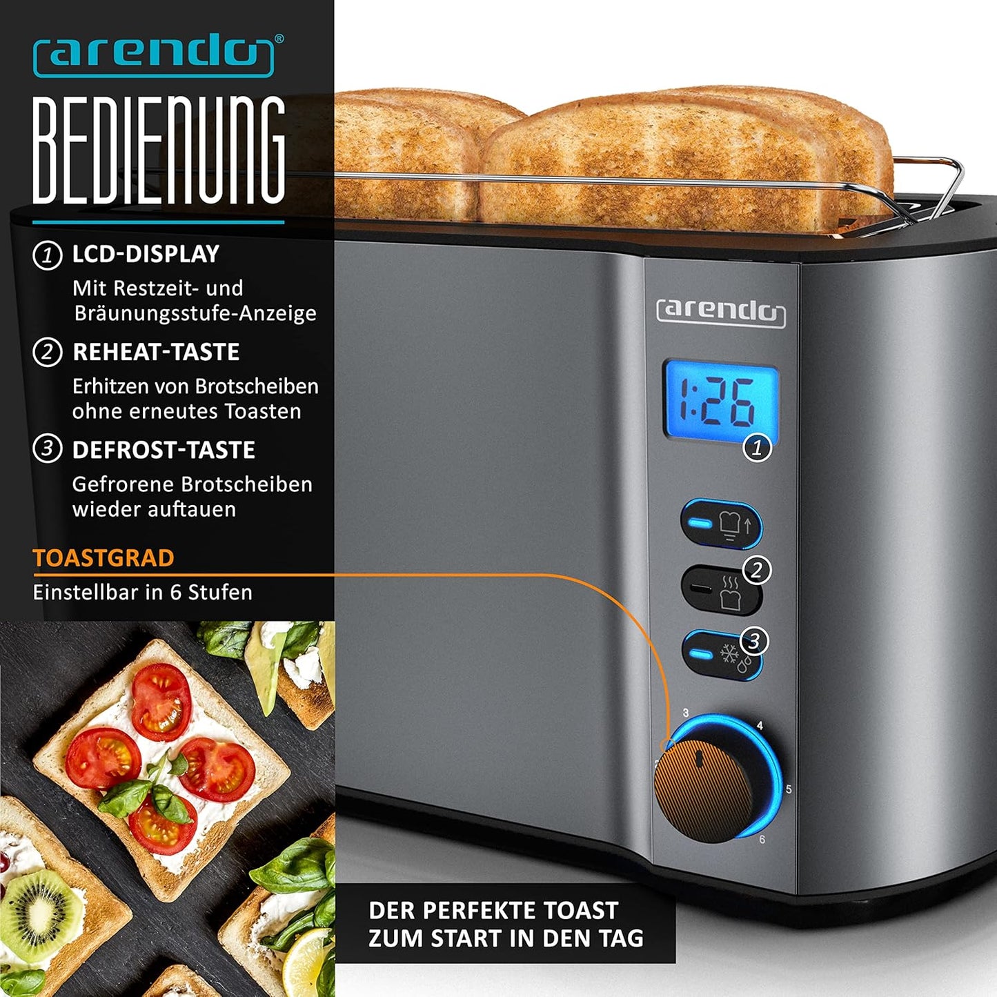 Wasserkocher Set mit Toaster und Eierkocher, A: Cool Grey