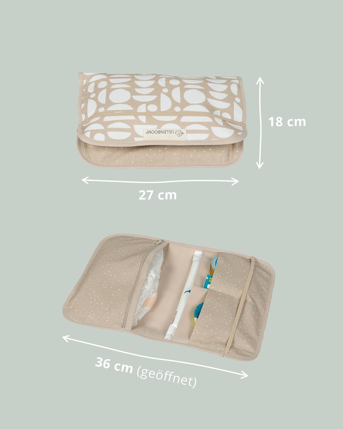 Windeltasche für unterwegs, Classic Sand 18 x 27 cm