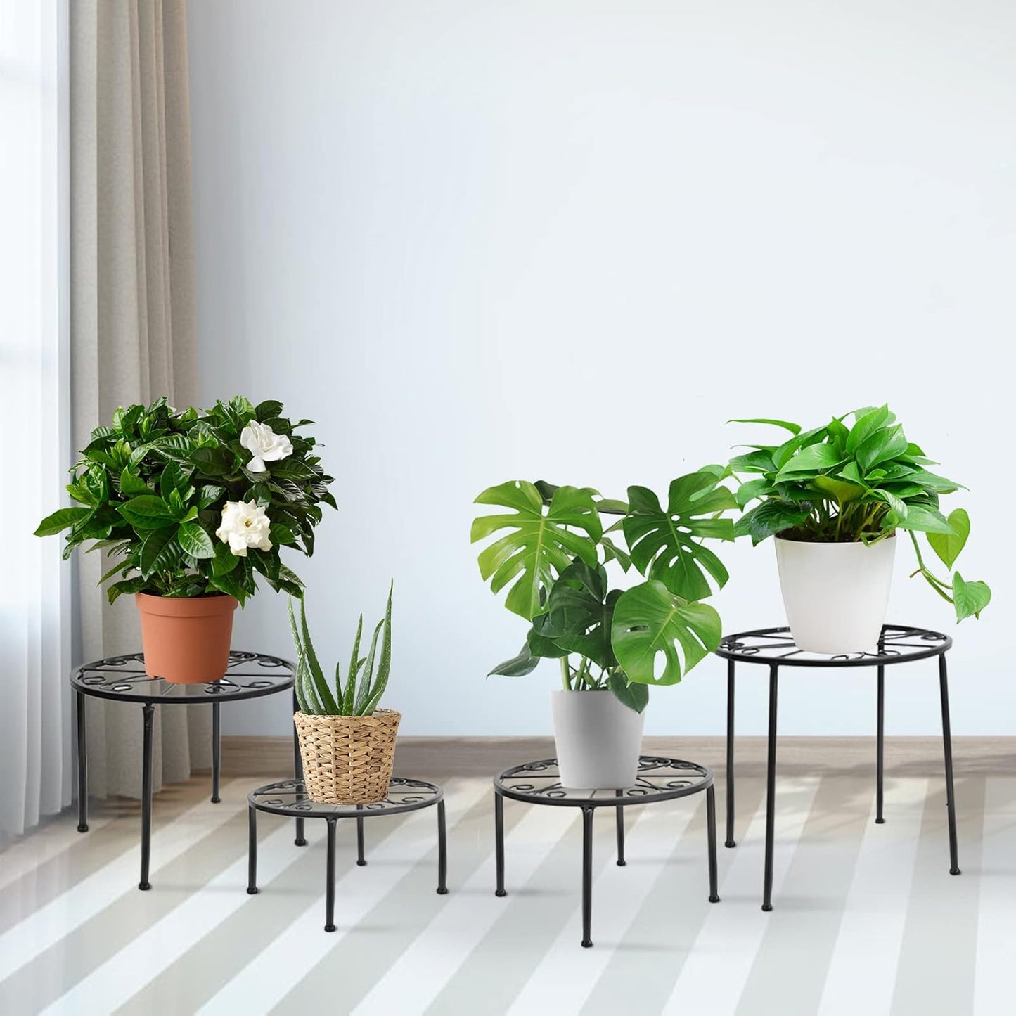 4-in-1 Blumenständer-Set, Schwarz