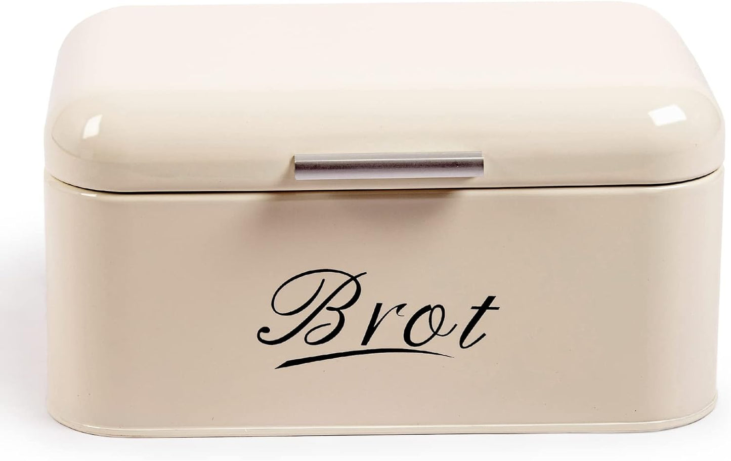 Grosser Brotkasten mit Deckel im Retro Design, Beige-31cm