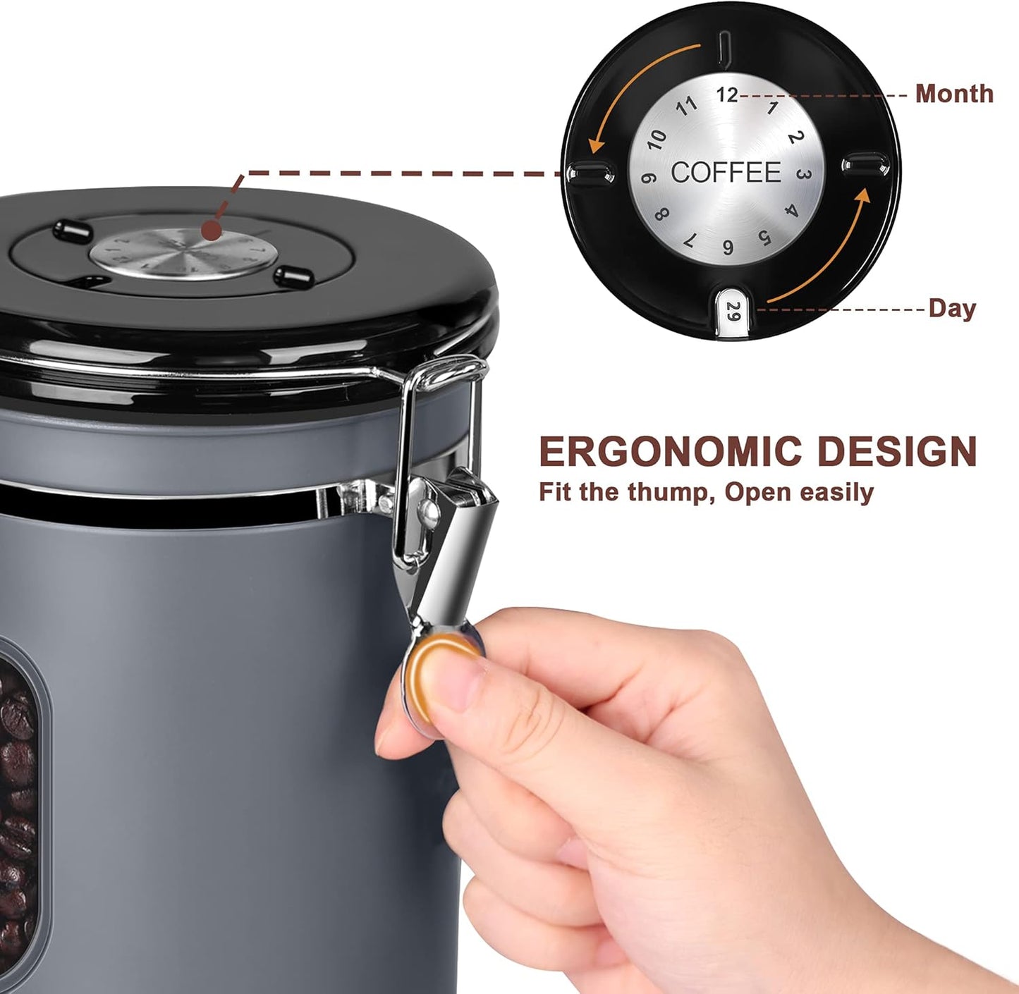 Kaffeedose, 1.8L-Grau
