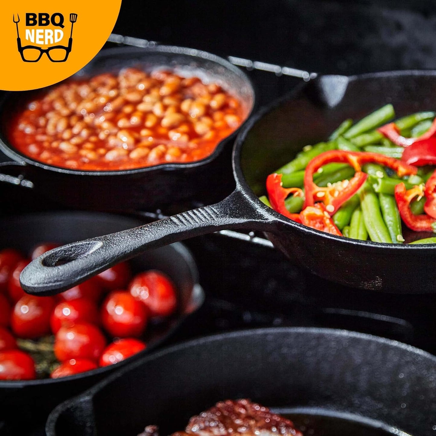 Grillpfanne mit Ausgiesser und Griff, Mit Stielgriff Ø 25 cm