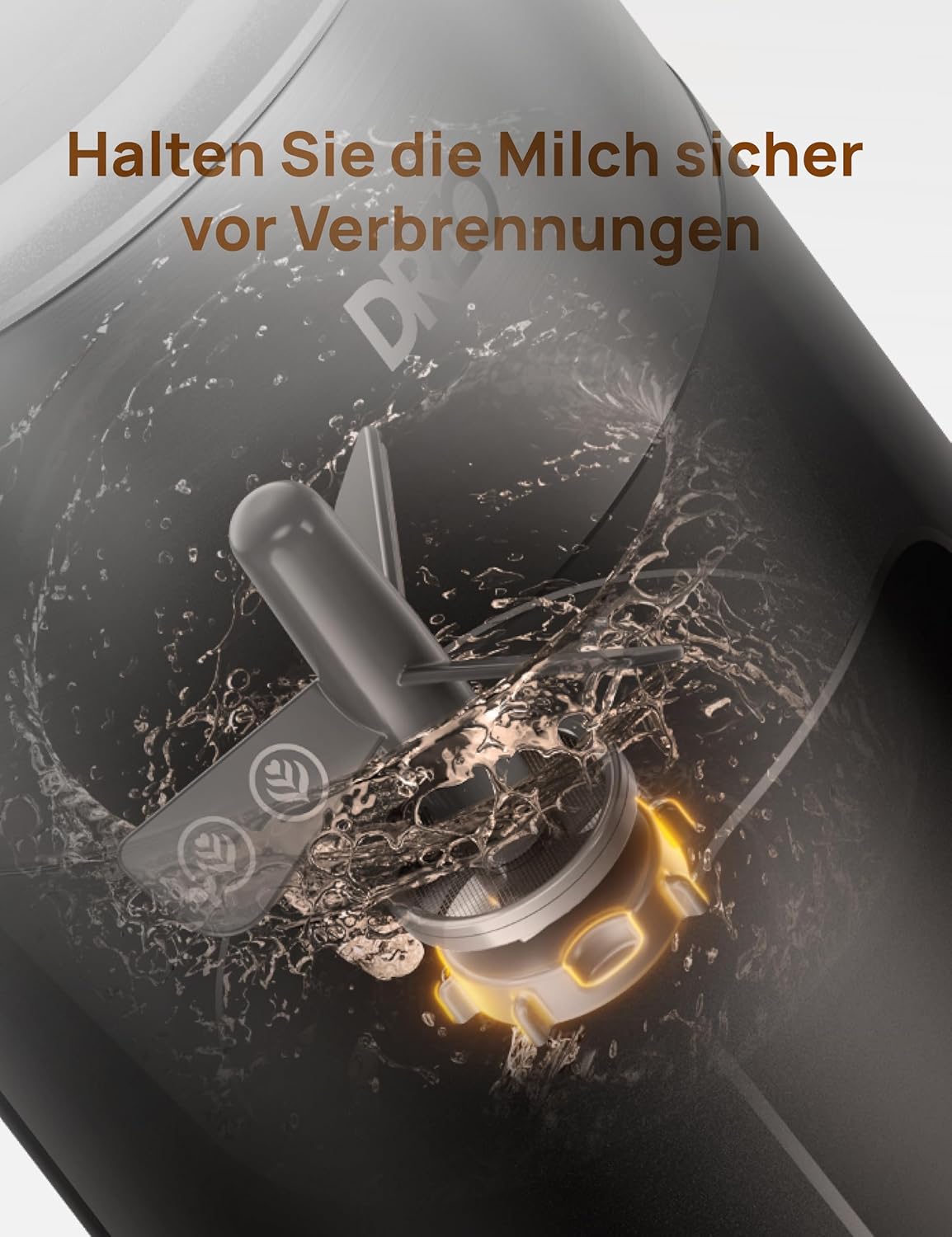 Elektrischer Milchaufschäumer 8-in-1 für Kaffeegetränke, Schwarz