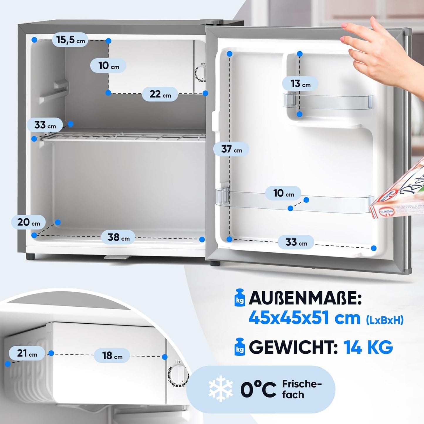 Mini-Kühlschrank mit Schloss, Silber