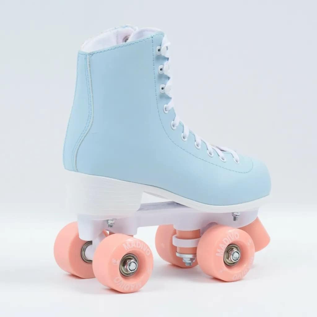 Retro-Rollschuhe, Blau/Koralle, 37