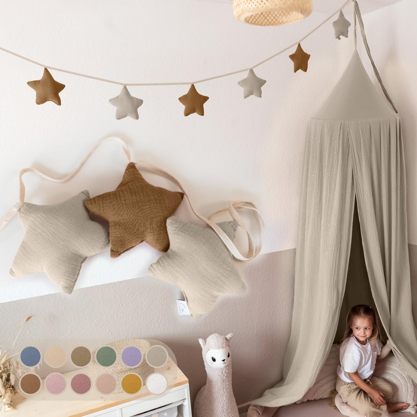 Sternenkette, Nougat & Hellbeige Sterne ohne Goldapplikation