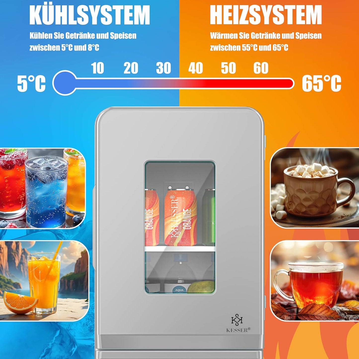 2in1 Mini Kühlschrank mit Kühl- und Heizfunktion, 15L Dunkelgrau