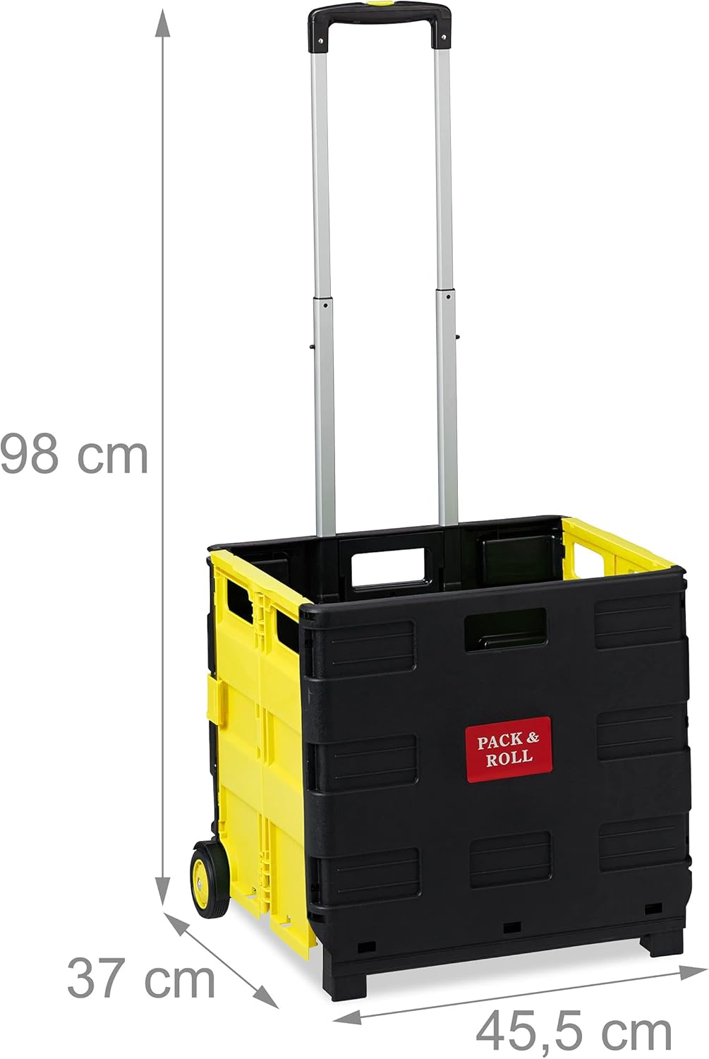 Klappbarer Einkaufstrolley mit Teleskop-Griff, Gelb
