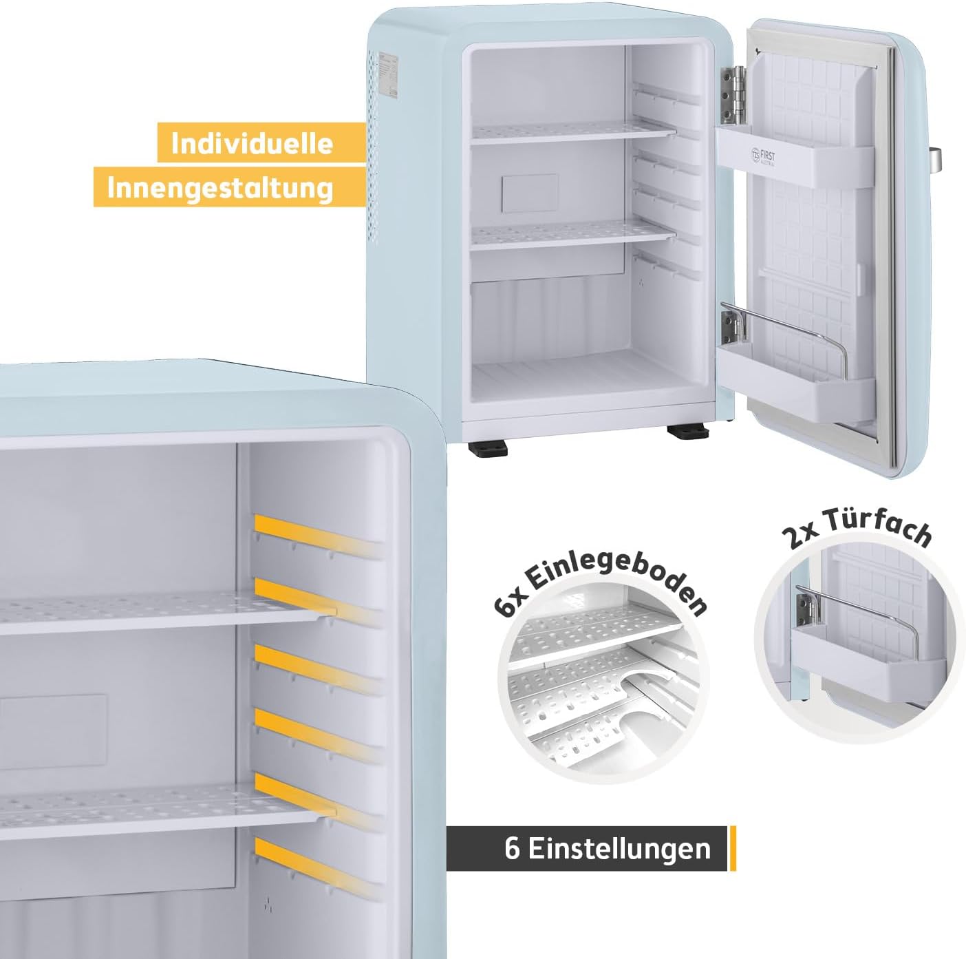 Retro Mini-Kühlschrank, 40 Liter Blau