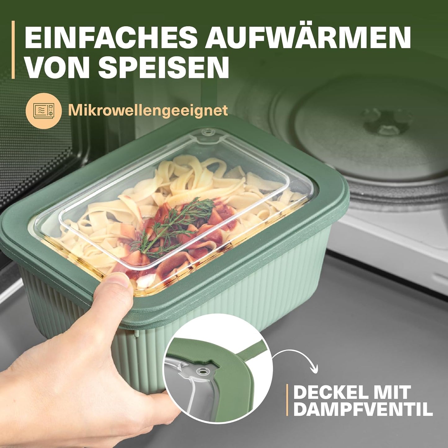 6er-Set Frischhaltedosen mit Ventildeckel, Beige 6er Set Rechteckig