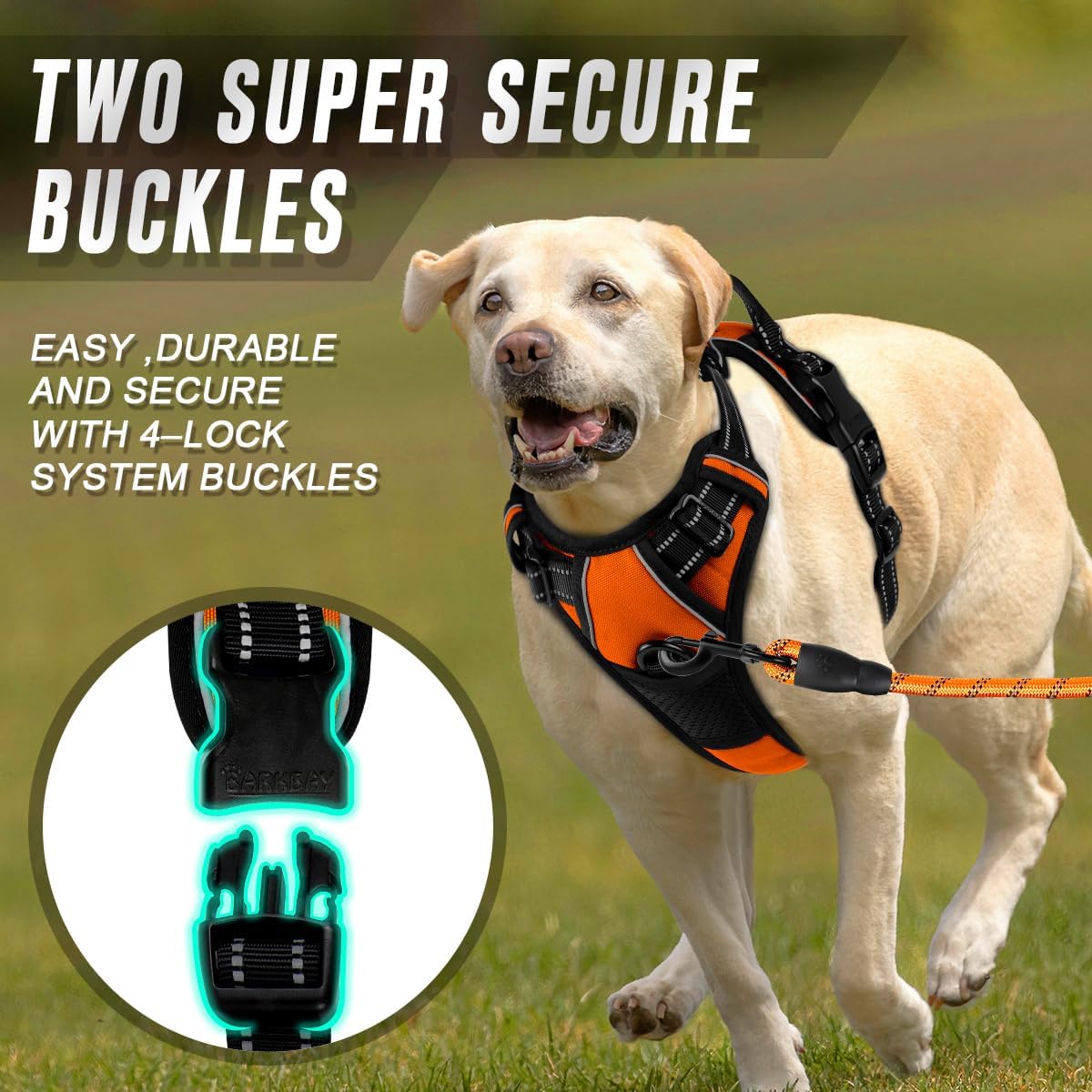 No-Pull Hundegeschirr, Medium(Chest:22-27") Orange