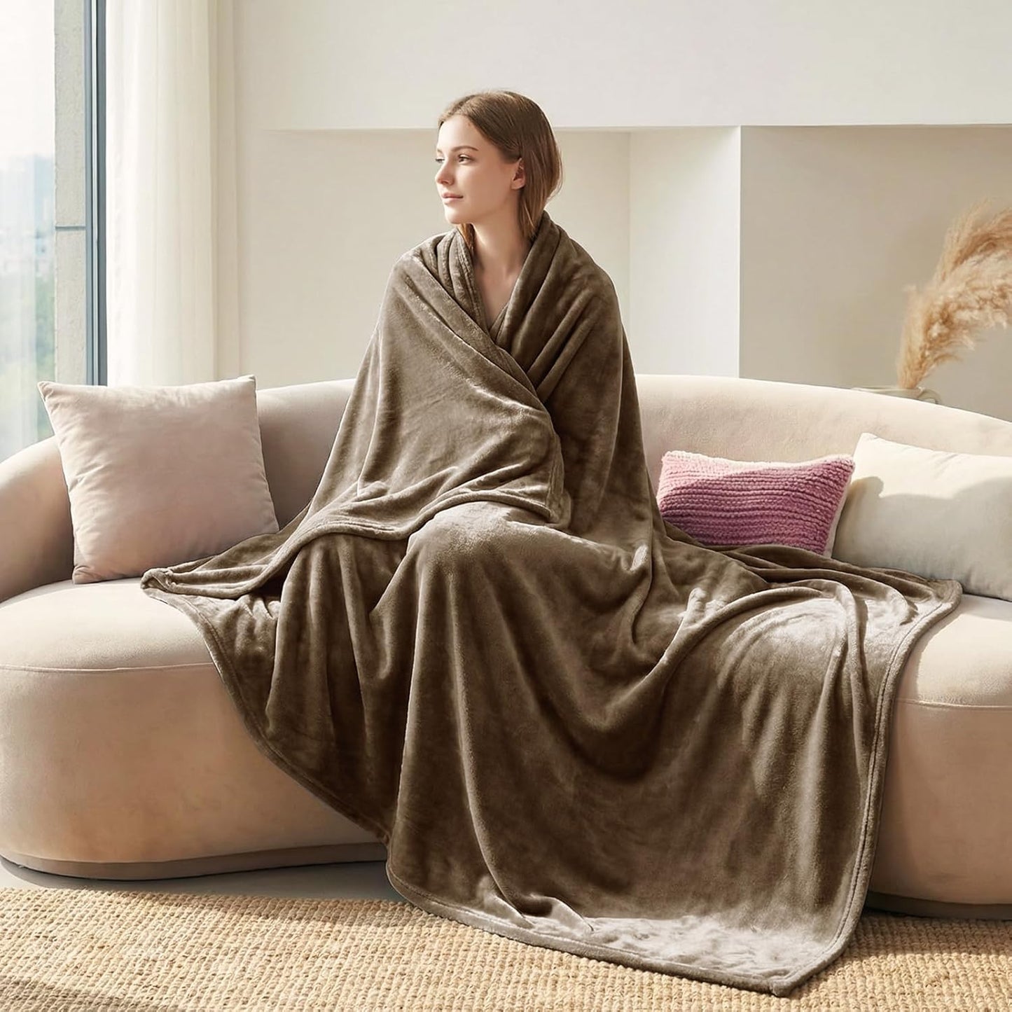 Flauschige Sofa-Decke, 130 x 150 cm Braun