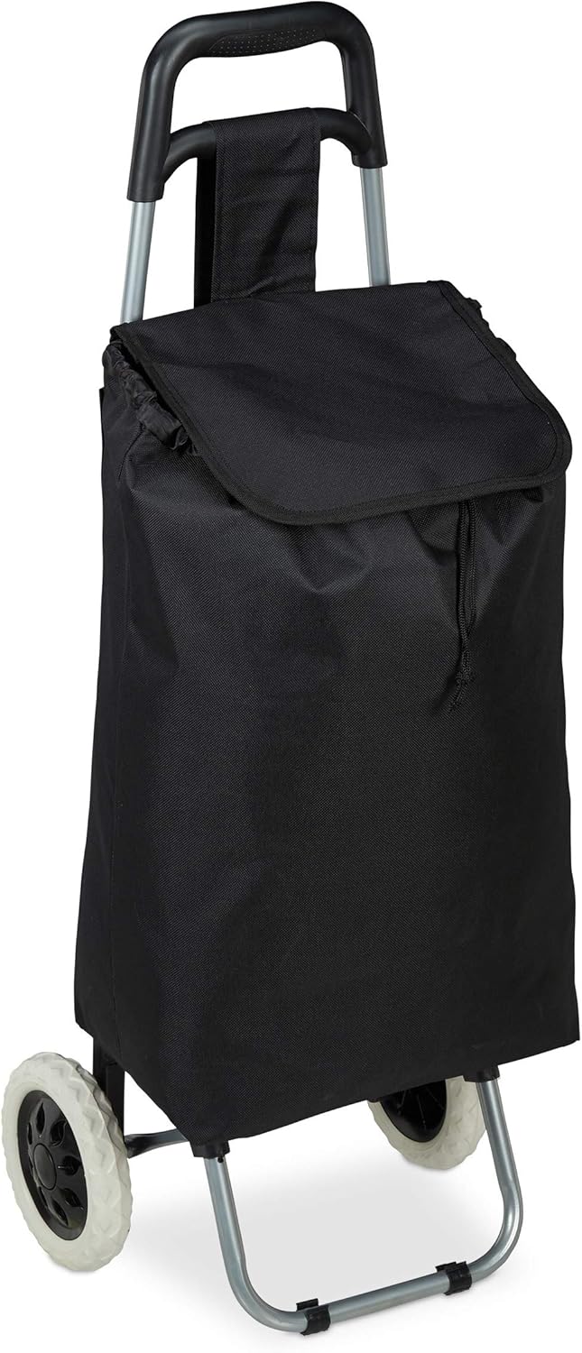 Klappbarer Einkaufstrolley mit abnehmbarer Tasche, Schwarz