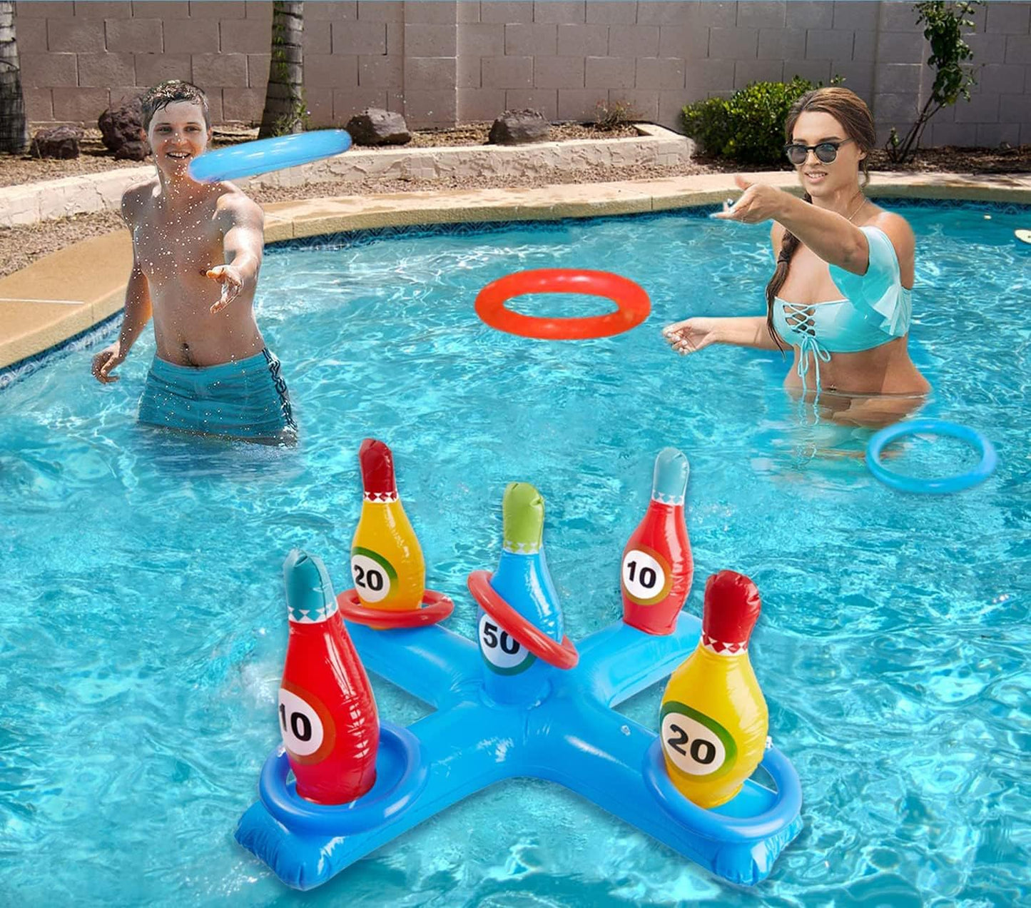 Aufblasbares Pool-Basketball- und Wurfspiel-Set