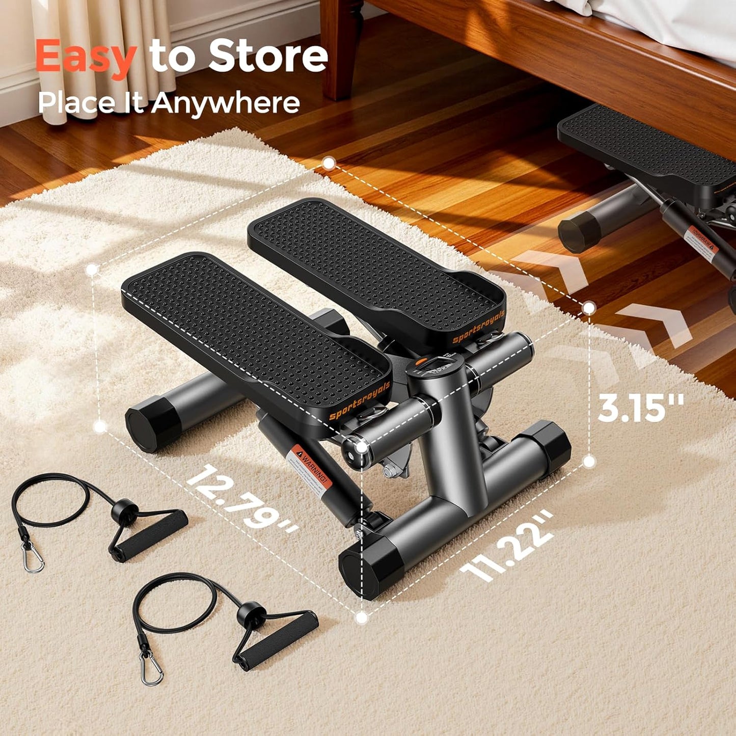 Mini-Stepper mit Power Ropes für Heimtraining, Mini-Stepper