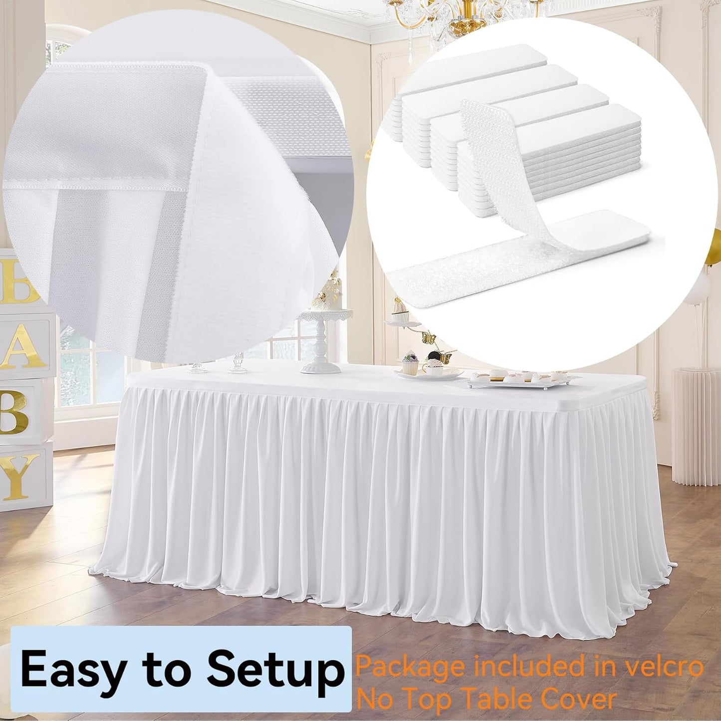 Faltenfreier Tischrock für Bankett & Hochzeit, Weiß L427cm×H76cm