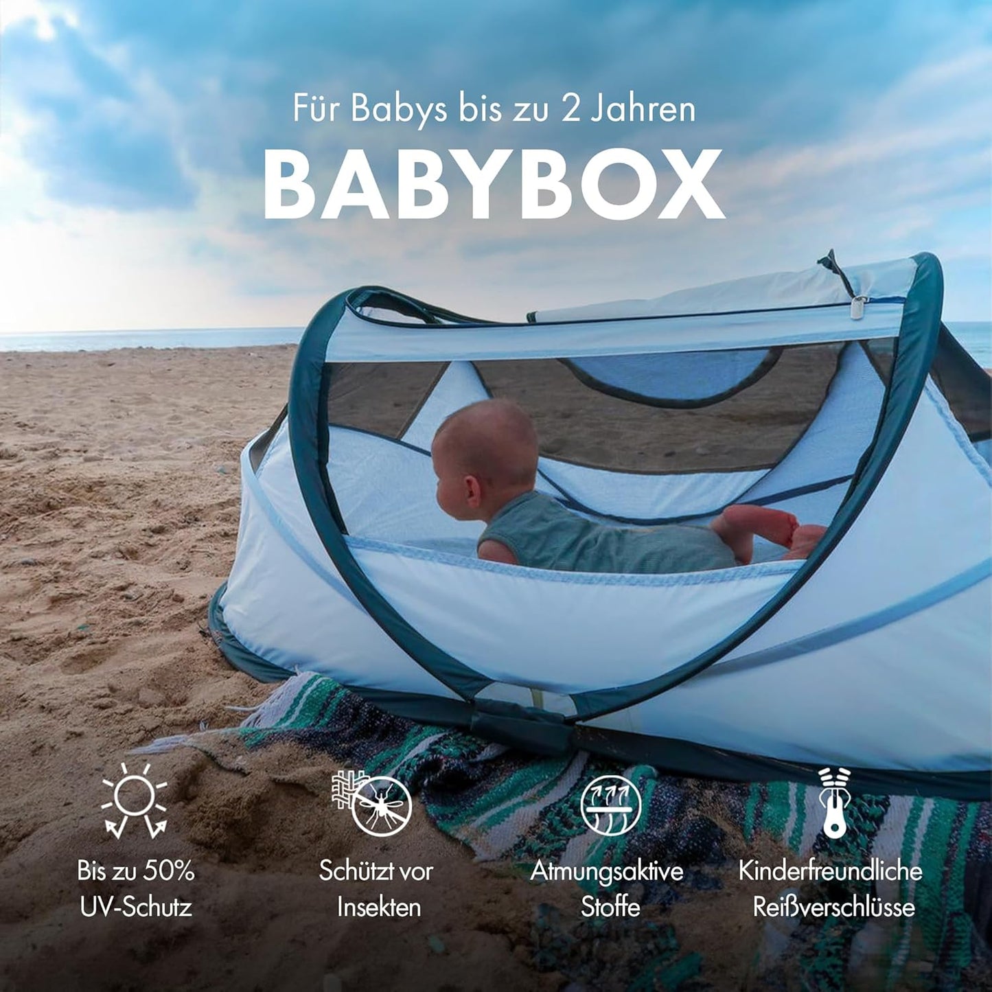 BabyBox Campingbett – Leicht und Faltbar, Blau