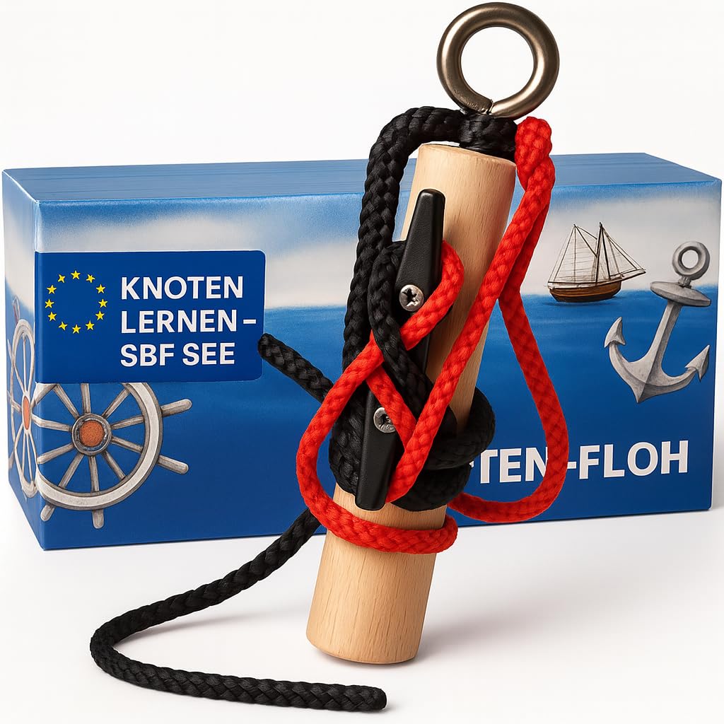 Knoten Übungsset für Bootsführerschein & Feuerwehr, Schwarz/Rot
