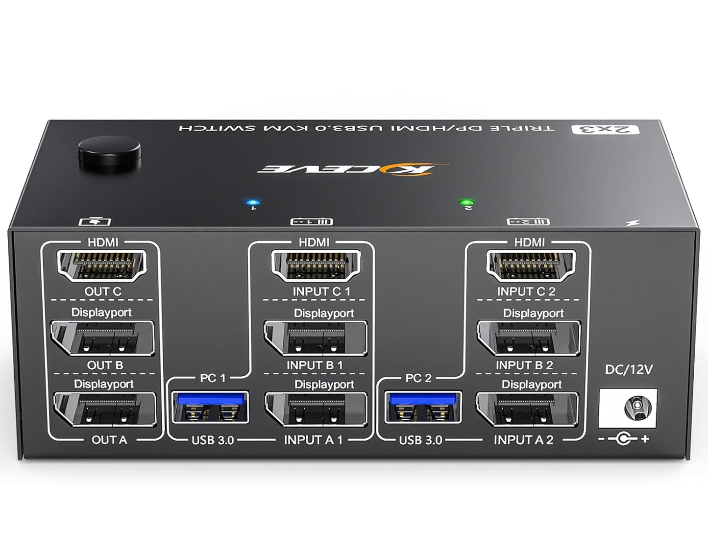 KVM Switch für 2 PCs und 3 Monitore 4K/8K, HDMI+2 Displayport KVM Switch 2 PC 3 Monitor