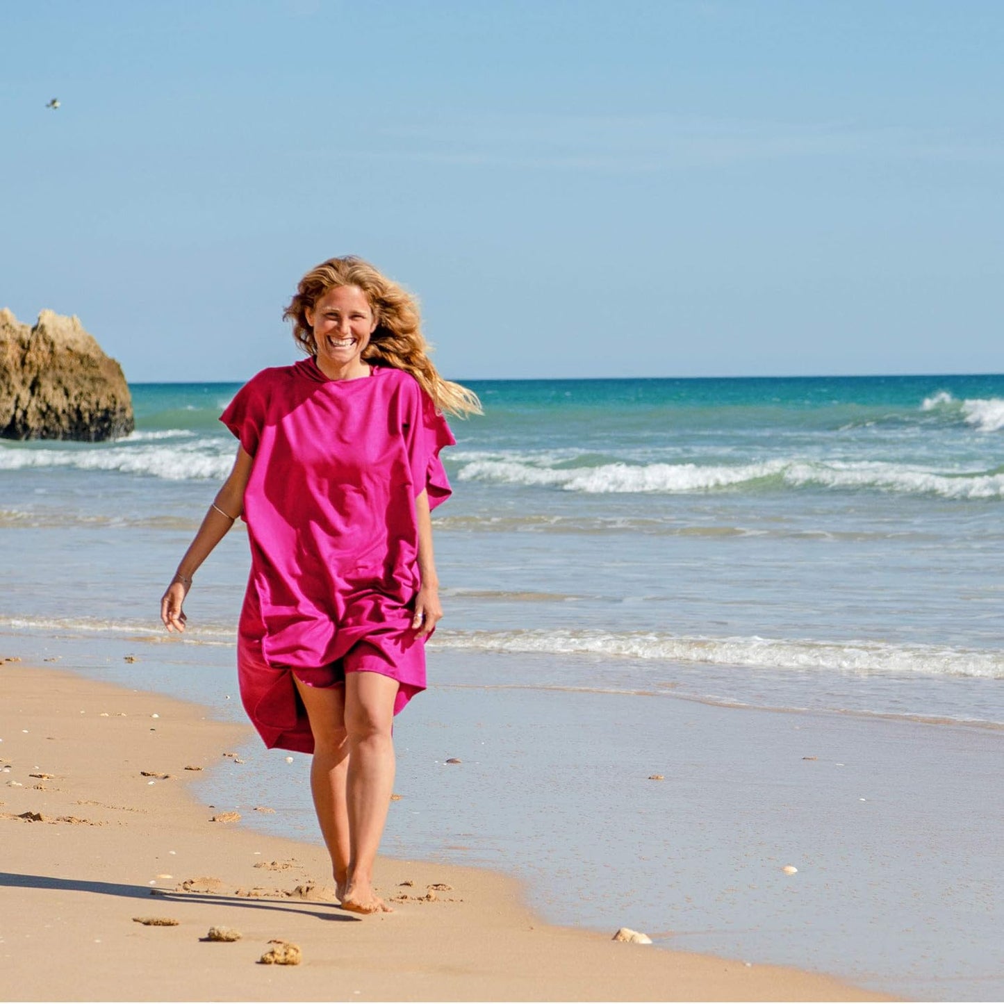 Badeponcho mit Kapuze, 02-Large 04 - Pink