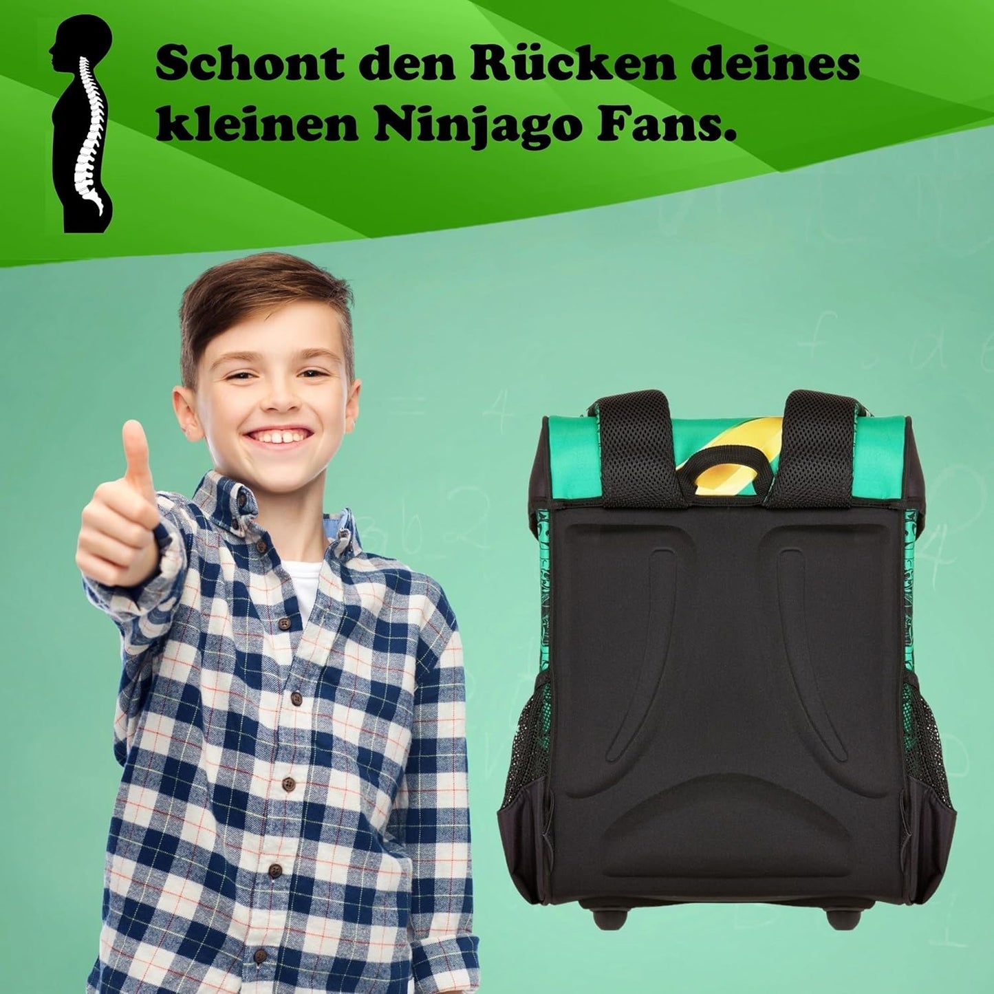 9-teiliges Schulranzen-Set Ninjago, Grün, 9-teiliges Set mit Sporttasche