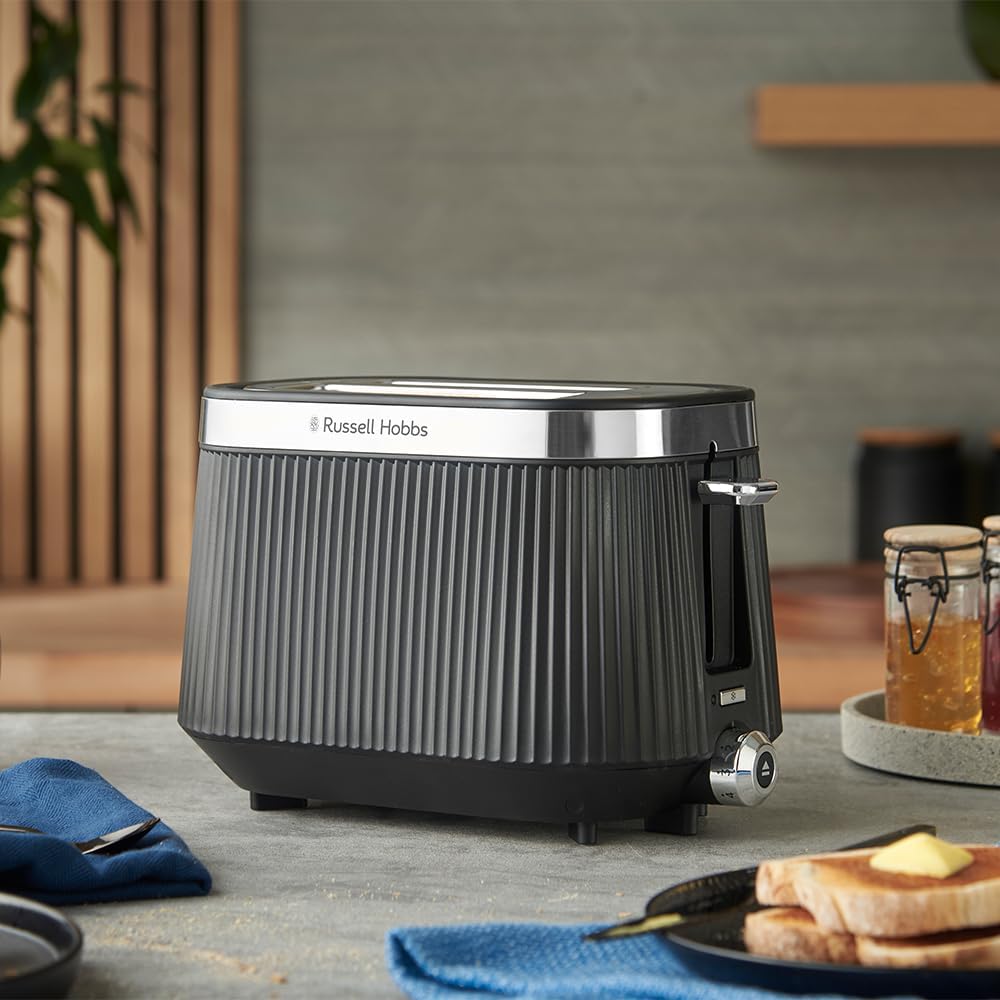 Toaster für 2 Scheiben mit Brötchenaufsatz, 2 Scheiben Schwarz