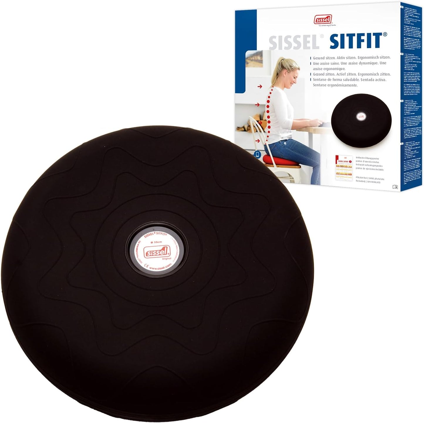 Balance Kissen Sitfit, 33 cm Schwarz