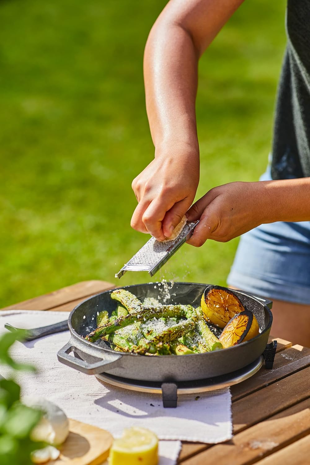 Gusseisen-Grillpfanne mit abnehmbarem Griff, Gusseisenpfanne