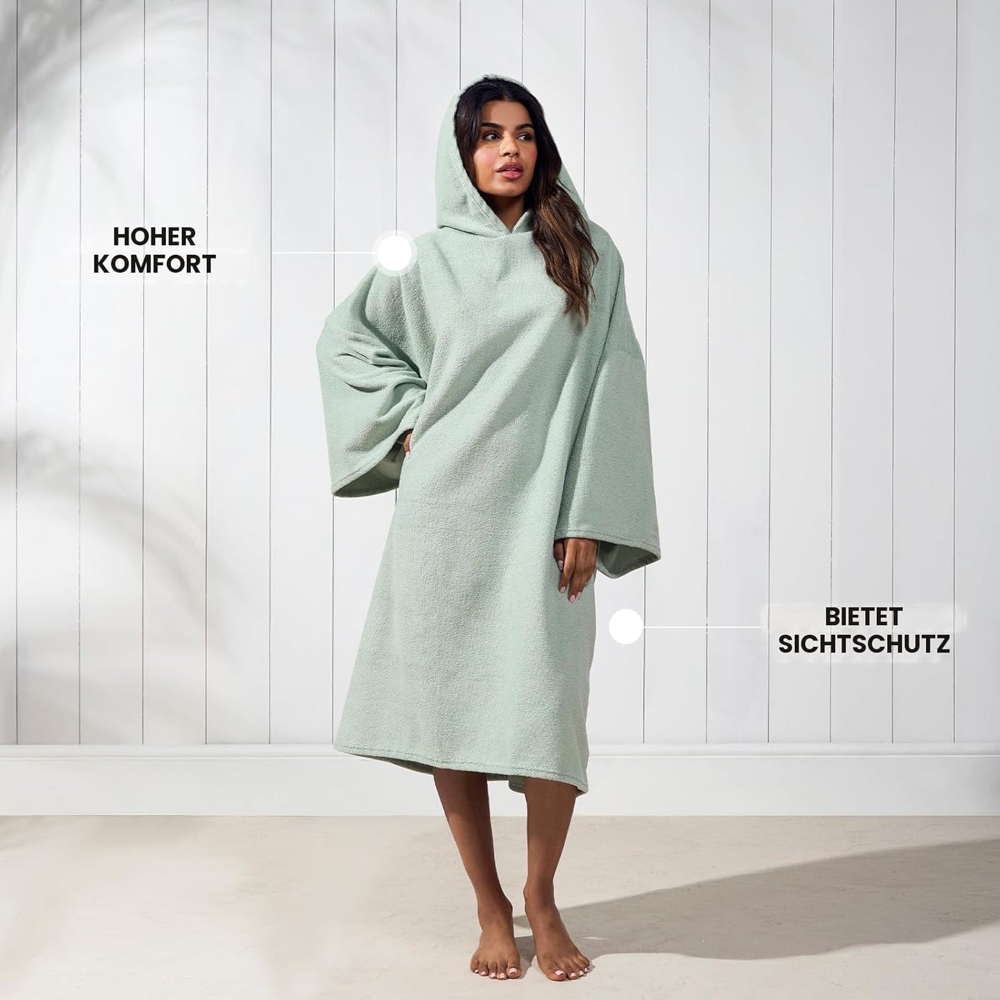 Surf Badeponcho, Einheitsgrösse Salbeigrün