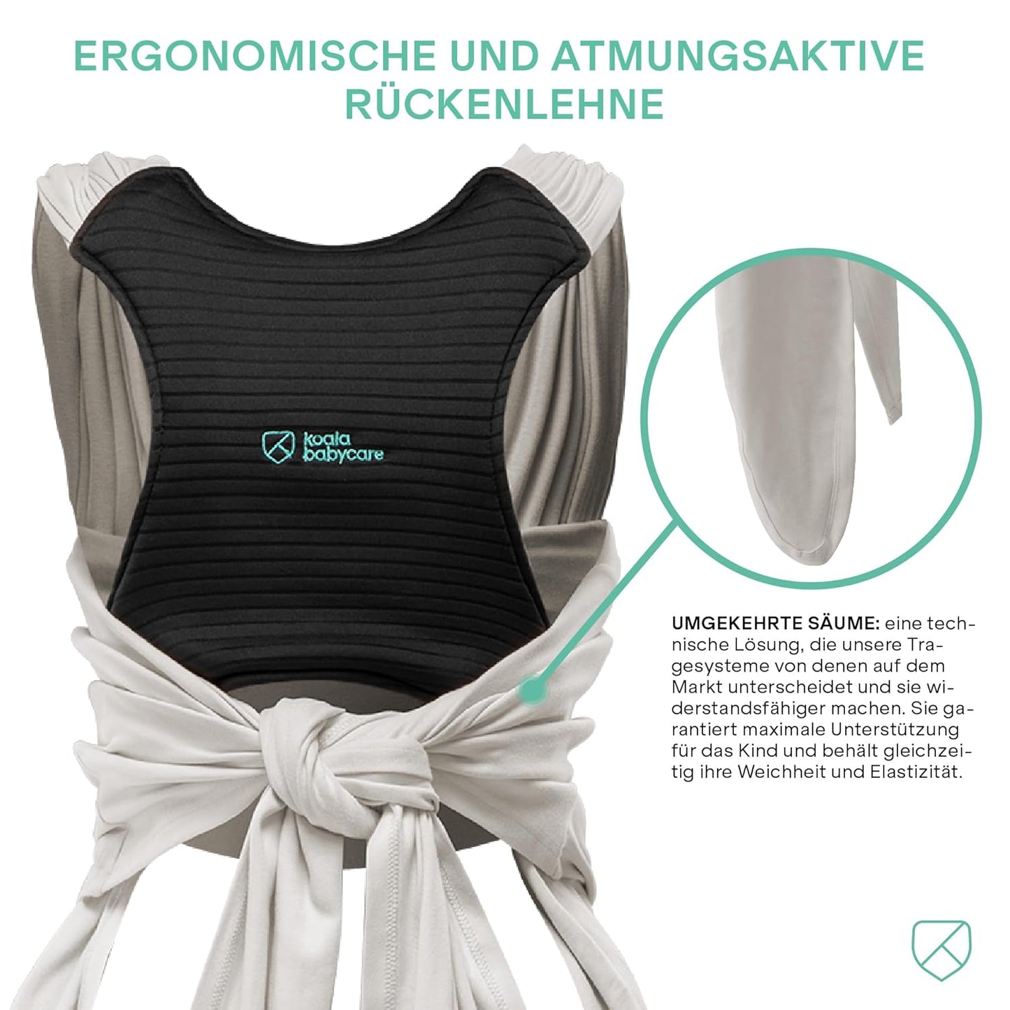 Elastisches Babytragetuch, Grau 30 cm x 30 cm x 15 cm