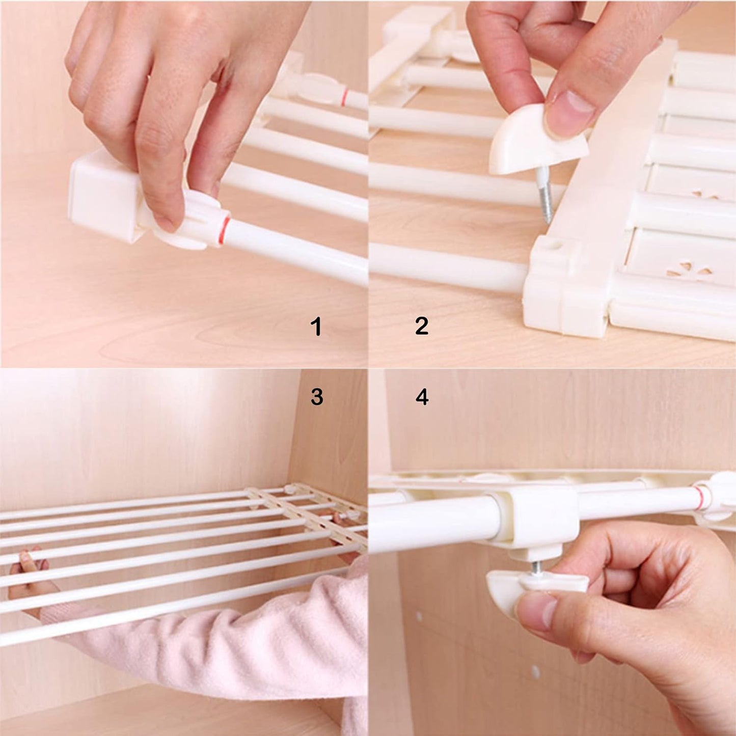 Verstellbares Schrankregal-Set (2 Stück, 38~60cm), White - 2pcs
