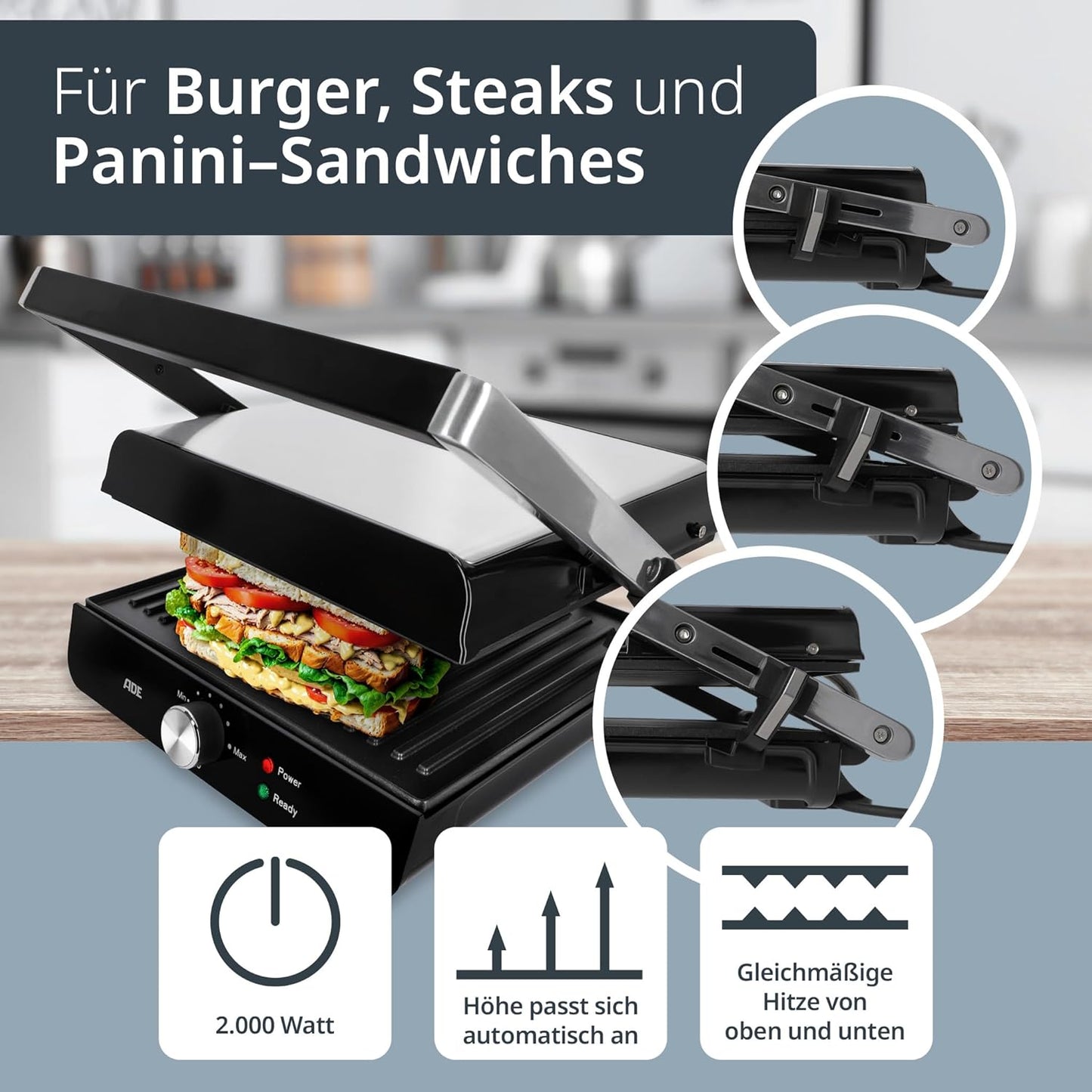 3-in-1 Kontaktgrill, Silber