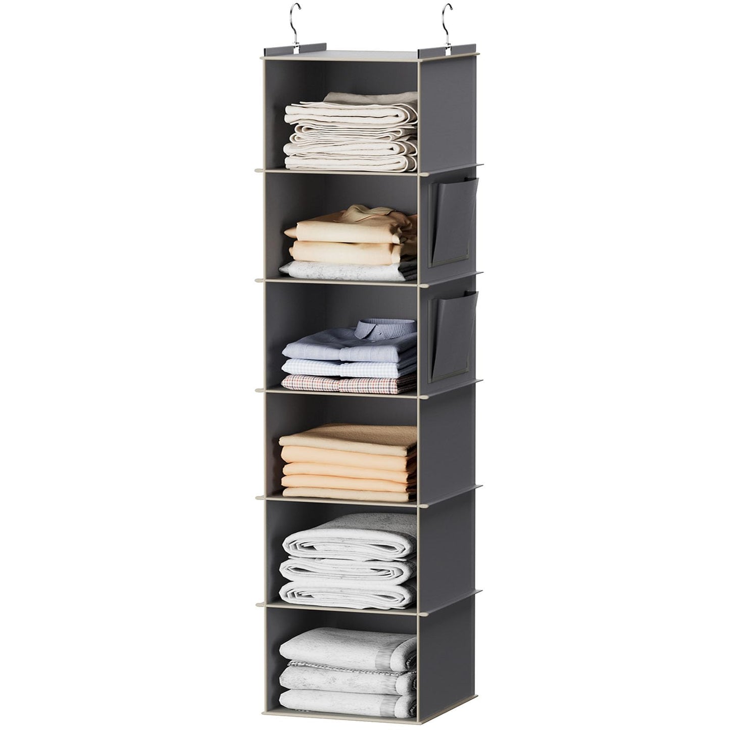 Hängeregal, 6 Fächer Grau, Schwarz, Beige
