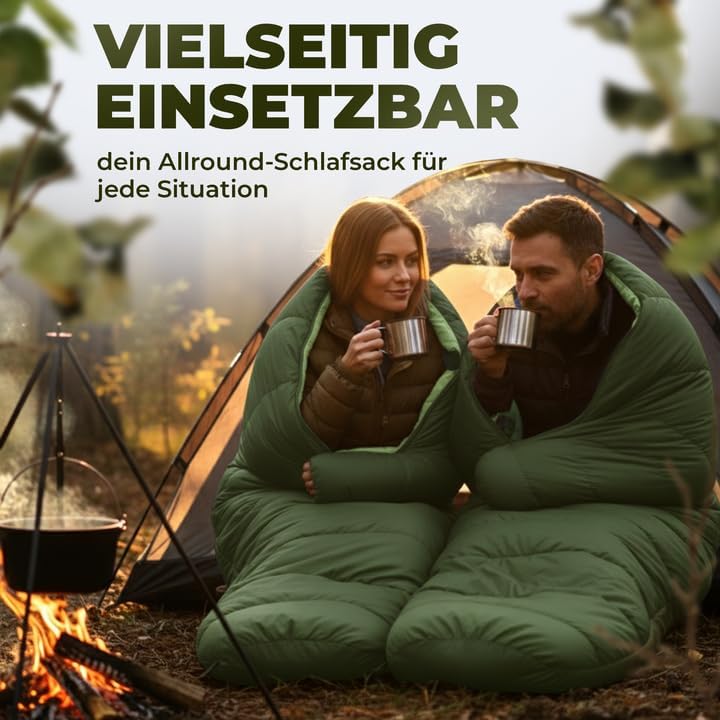 Mumienschlafsack für 3 Jahreszeiten, Grün