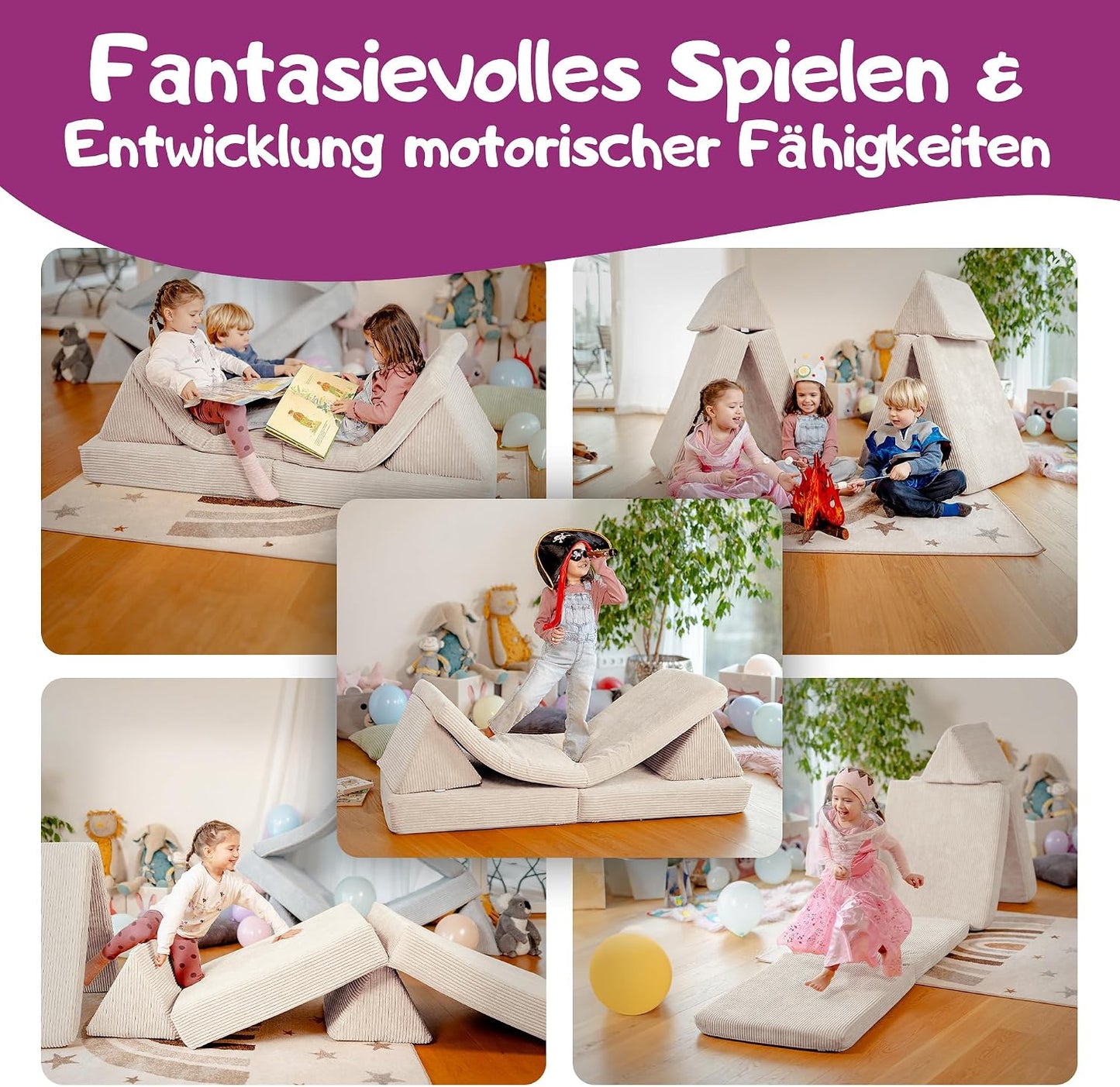 Spielsofa für Kinder, Elfenzauber Beige