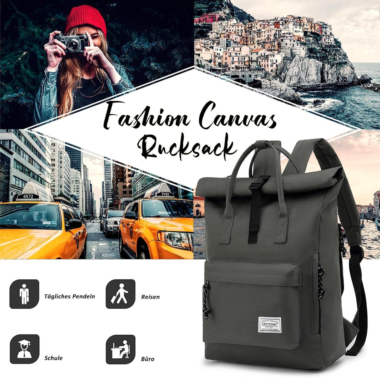 Laptop-Rucksack, Dunkelgrau 01
